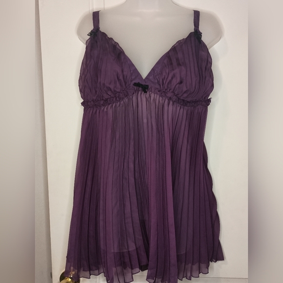 2/$30 Elegant DREAMGIRL Sheer Purple Pleated Lingerie Dress NWT(#1,030) - Picture 1 of 6